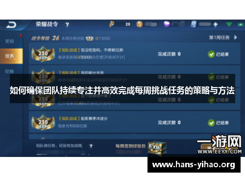 如何确保团队持续专注并高效完成每周挑战任务的策略与方法