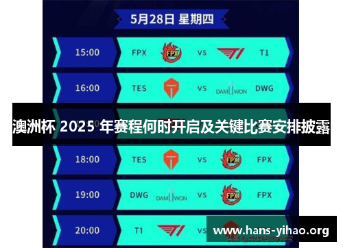 澳洲杯 2025 年赛程何时开启及关键比赛安排披露 澳洲杯 2025 年赛程何时开启及关键比赛安排披露